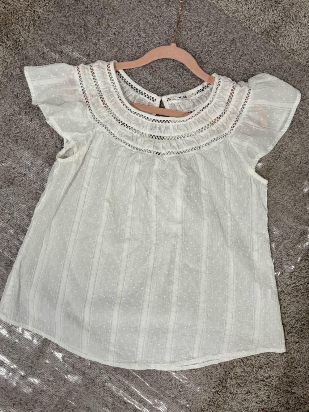MINE Sz Med White Eyelet Peasant Top, bohemian, hippie, fairy, natural, ren fest